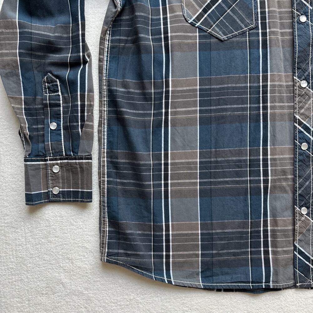 Supply Company USA Men XXL Long Sleeve Western Plaid Pearl Snap Rodeo Stitching - Picture 6 of 14